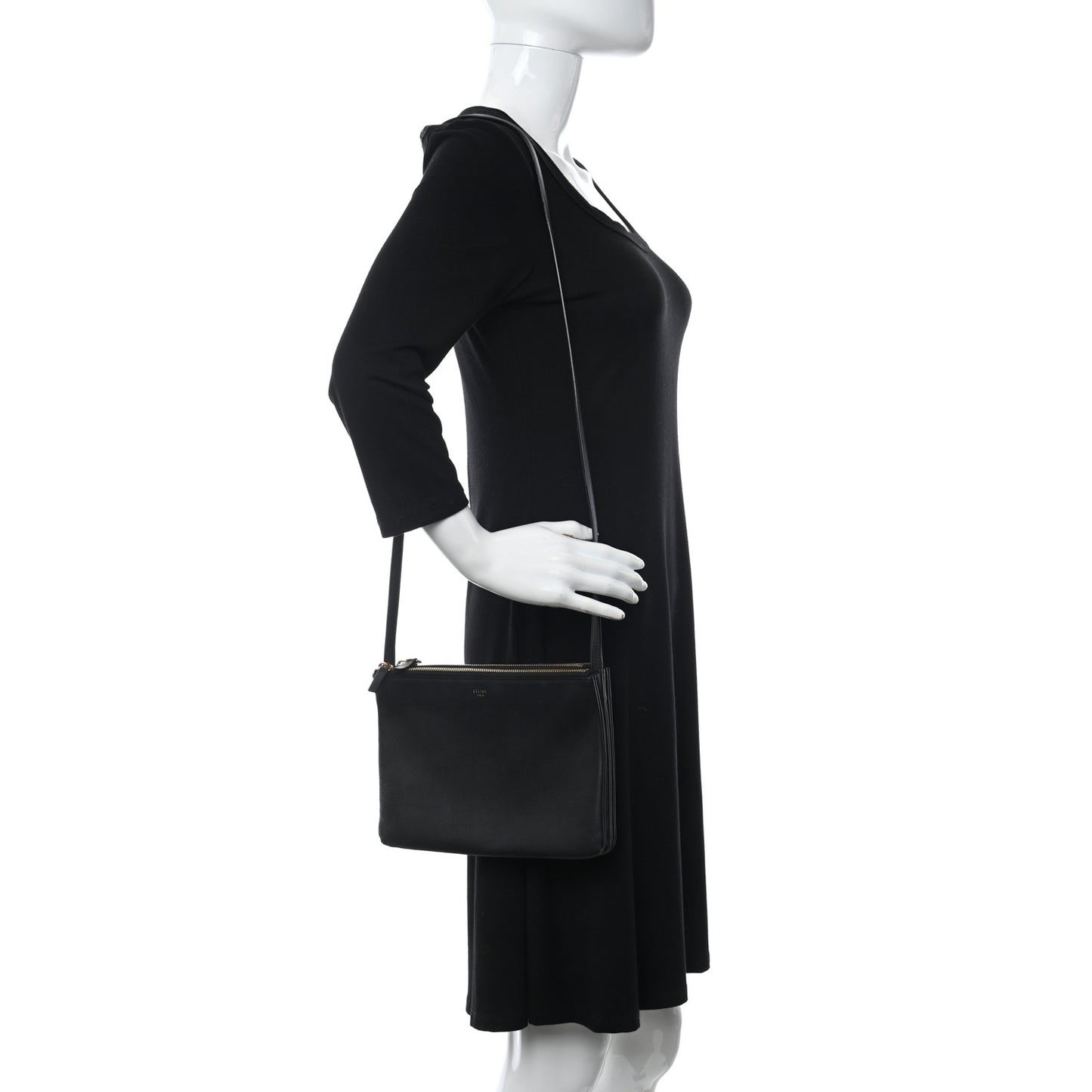 Lambskin Large Trio Crossbody Bag Black