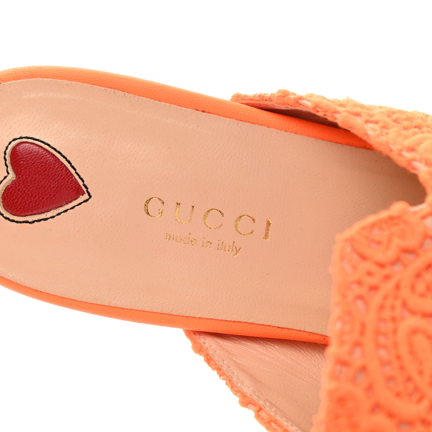 Lace Malaga Kid Womens Princetown Slippers 37.5 Orange Fluo Skin Rose