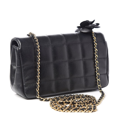 Chanel Lambskin Quilted Mini Chocolate Bar Camellia Flap Black 3 of 14