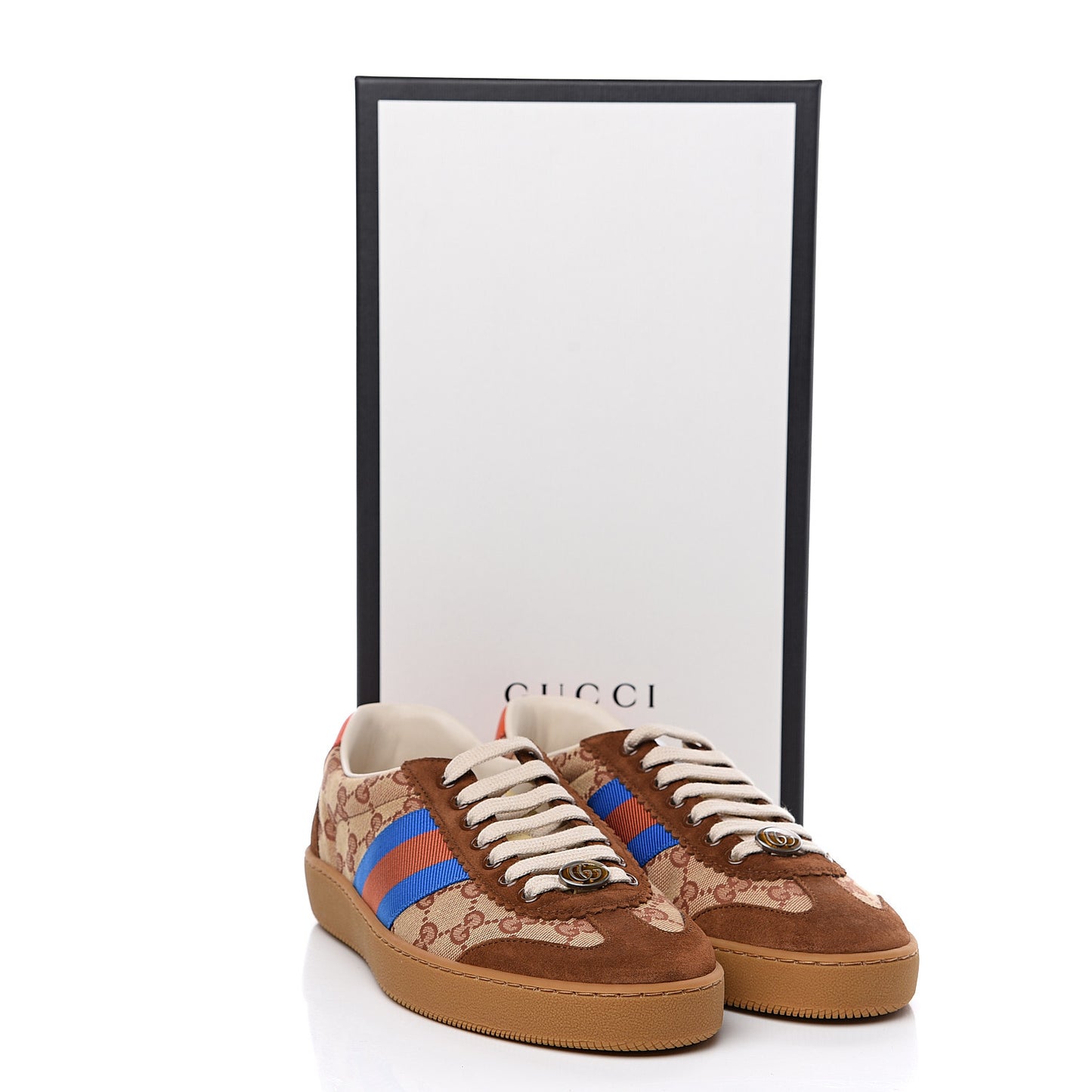 GG Monogram Suede Web Mens G74 Sneakers 7 Beige Ruggine Cuir