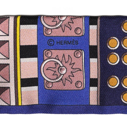 Hermes Silk Colliers de Chiens Twilly Encre Bois De Rose Bleu 3 of 4