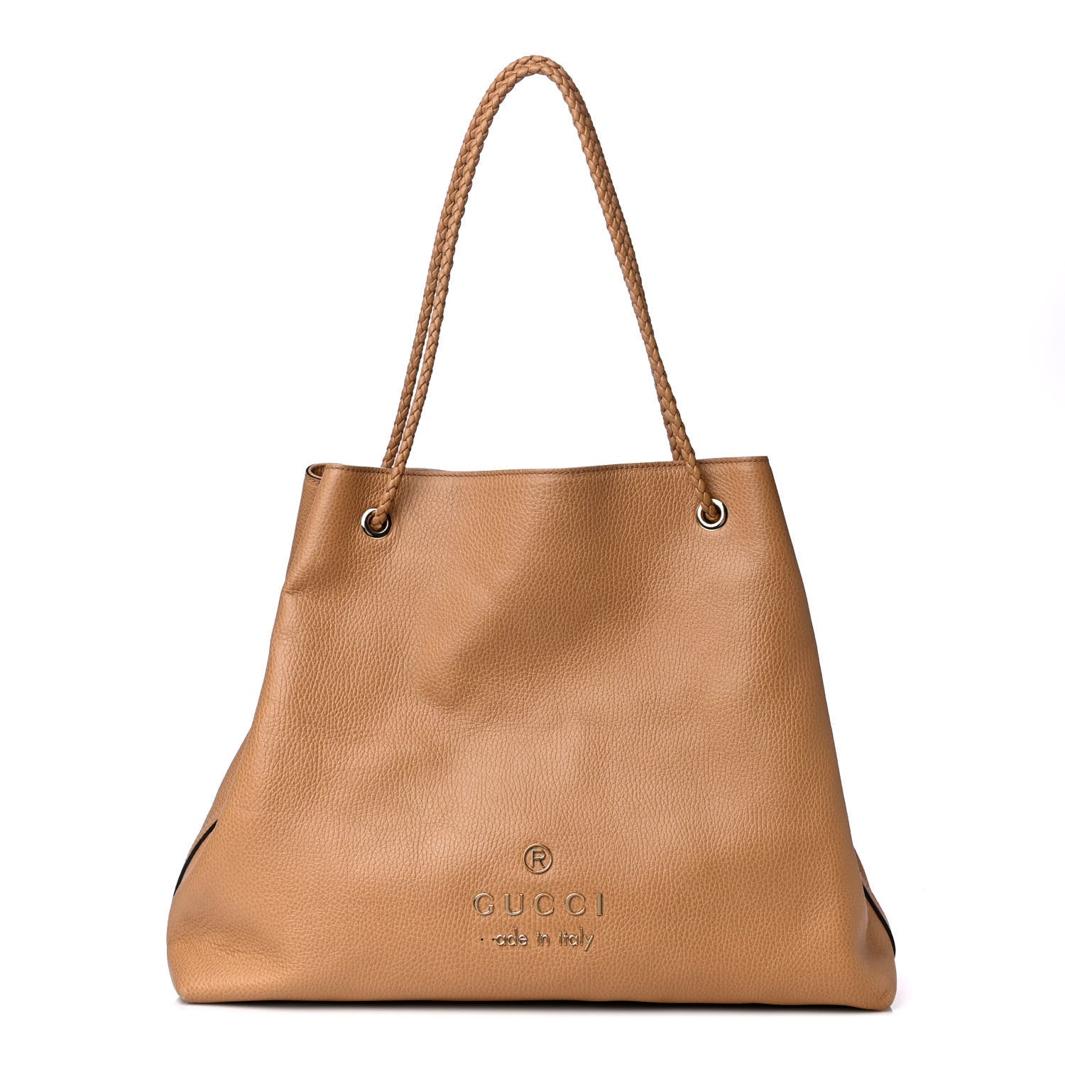 Gucci Calfskin Large Gifford Braided Handle Tote Camel 1 of 4