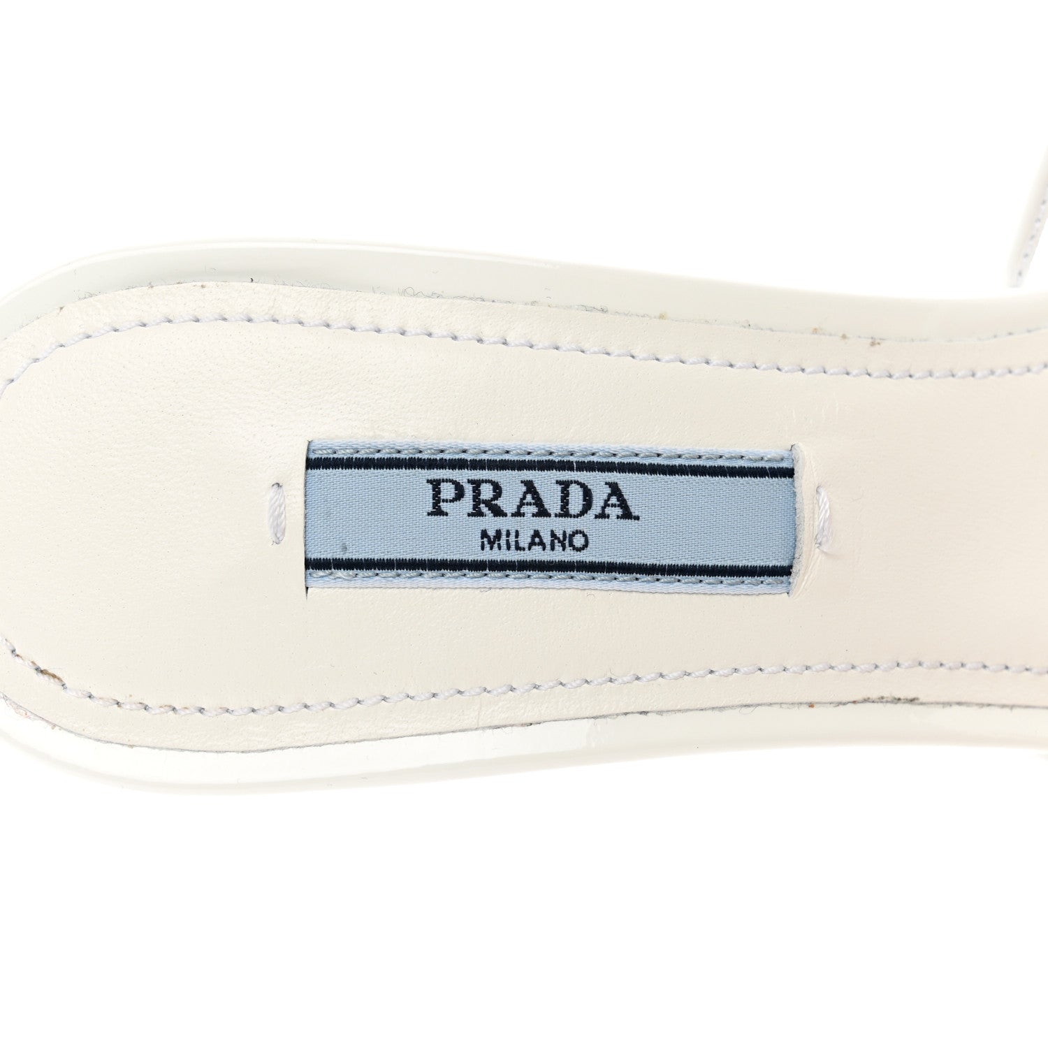 Prada Plexiglass Vernice Metal Triangle Logo 65mm Slide Sandals 35 White 7 of 7