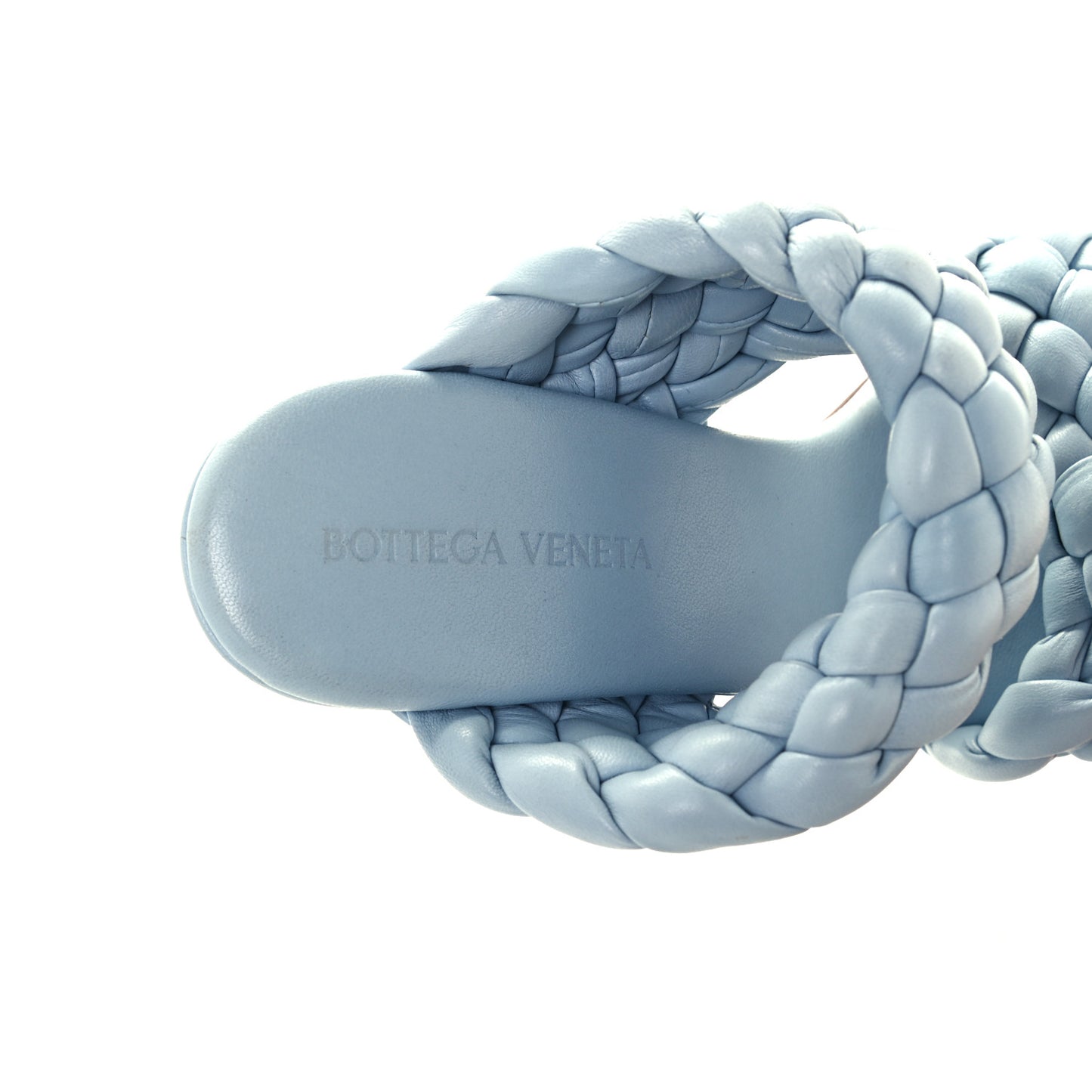 Nappa Twisted Padded Intrecciato Curve Slide Sandals 38 Ice