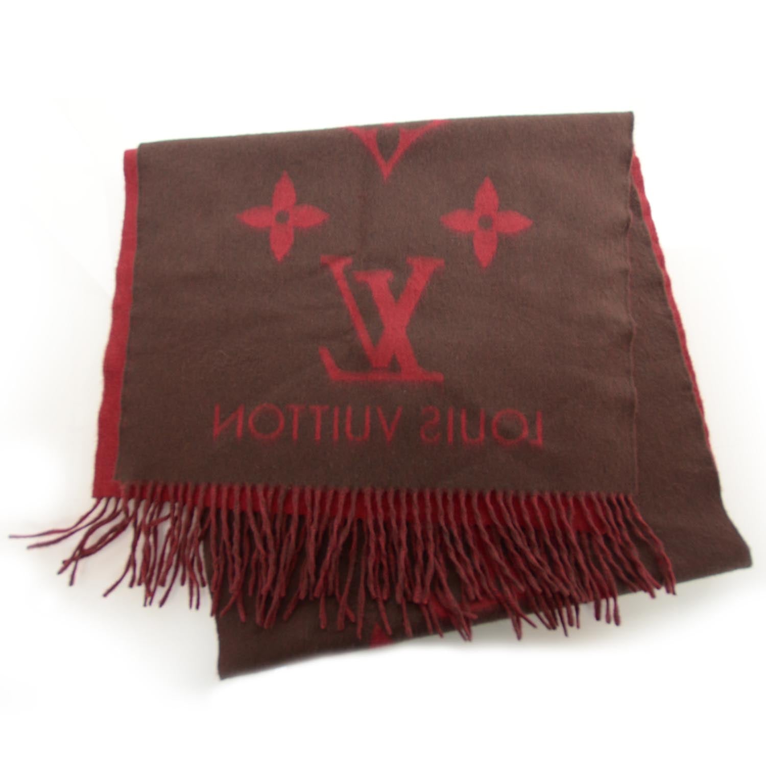 Louis Vuitton Cashmere Monogram Reykjavik Scarf Rouge 3 of 4