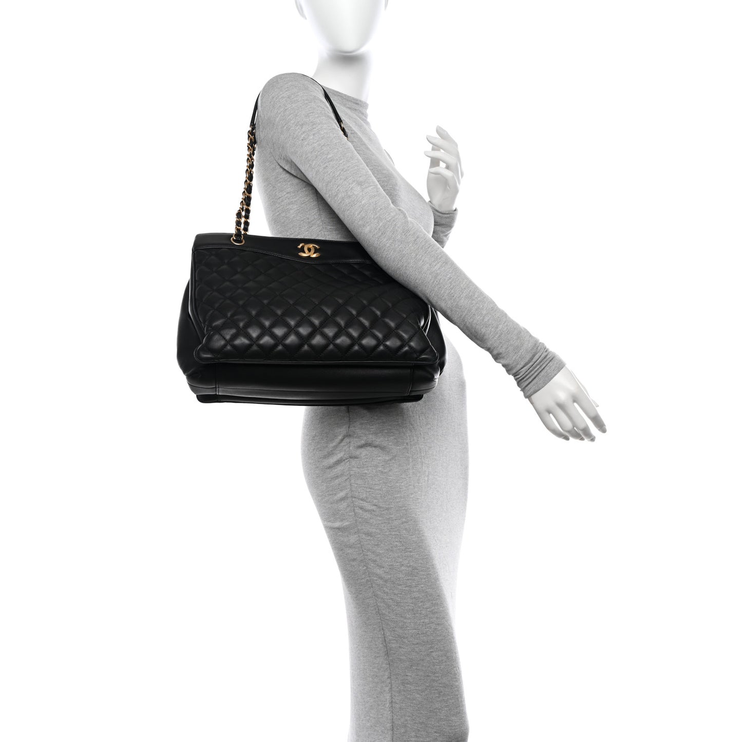 Lambskin Quilted Coco Vintage Tote Black