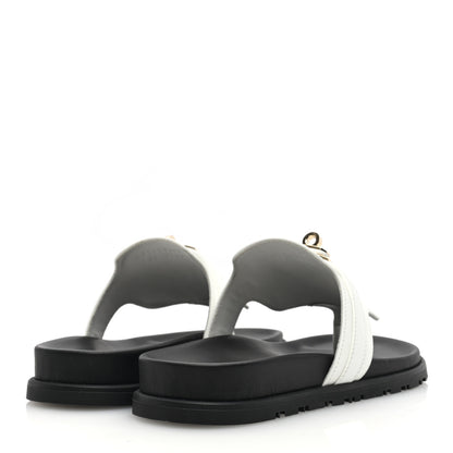 Hermes Calfskin Womens Empire Sandals 37 White 4 of 9