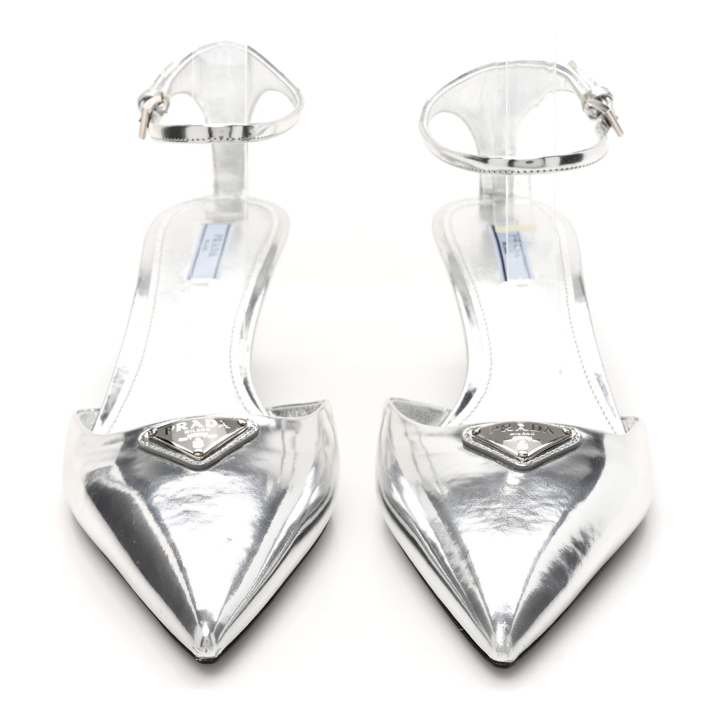 Metallic Calfskin Pointed Toe Pumps 41 Argento