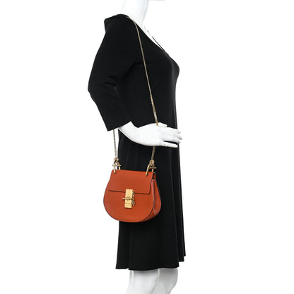 Chloe Grained Lambskin Mini Drew Shoulder Bag Foxy Orange 2 of 11