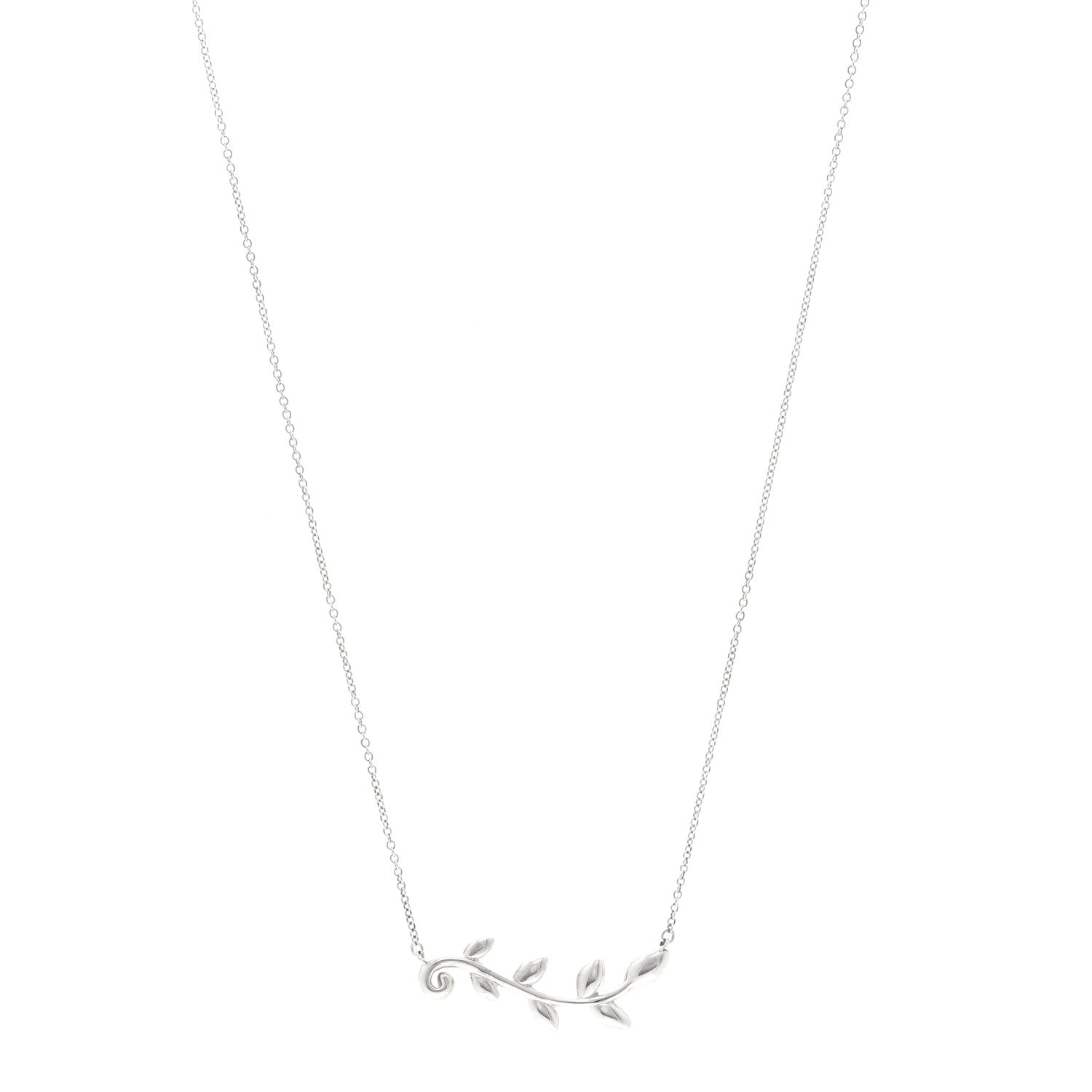 Tiffany Sterling Silver Paloma Picasso Olive Leaf Vine Pendant Necklace 1 of 4