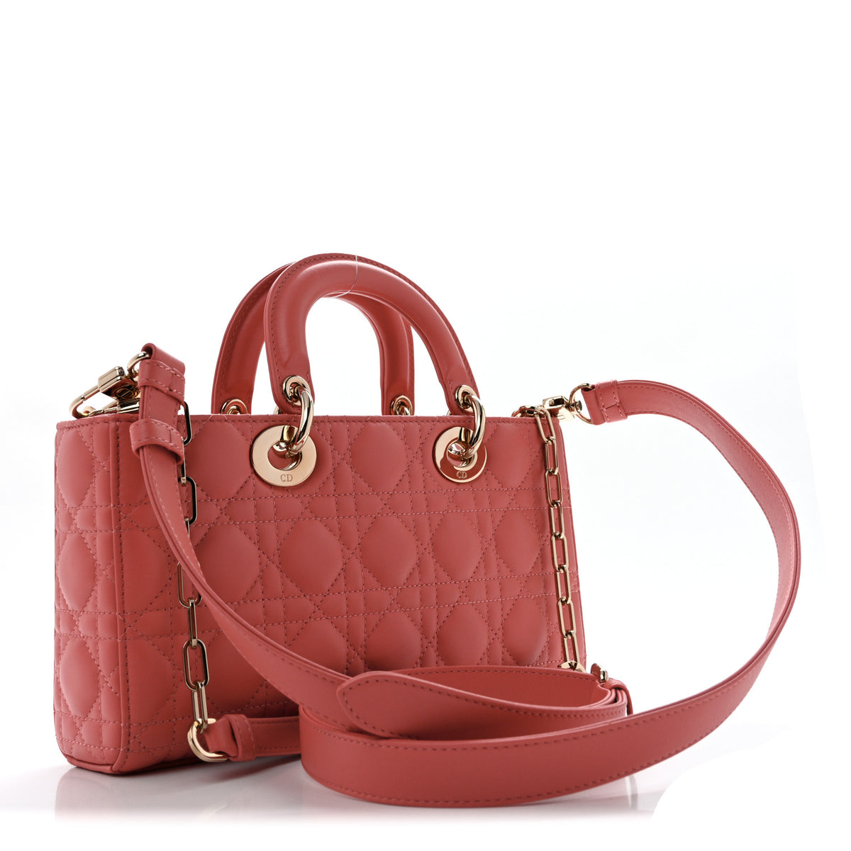 Lambskin Cannage Medium Lady D-Joy Coral Powder