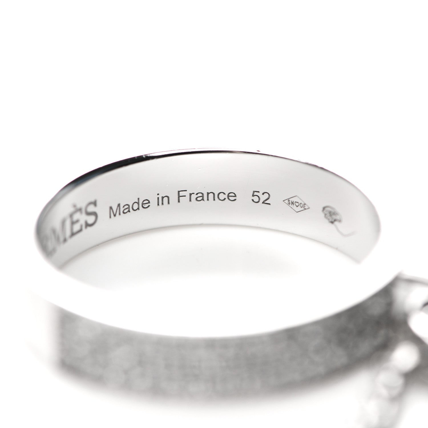 Hermes 18K White Gold Diamond Kelly Clochette Double Ring 52 6 5 of 7