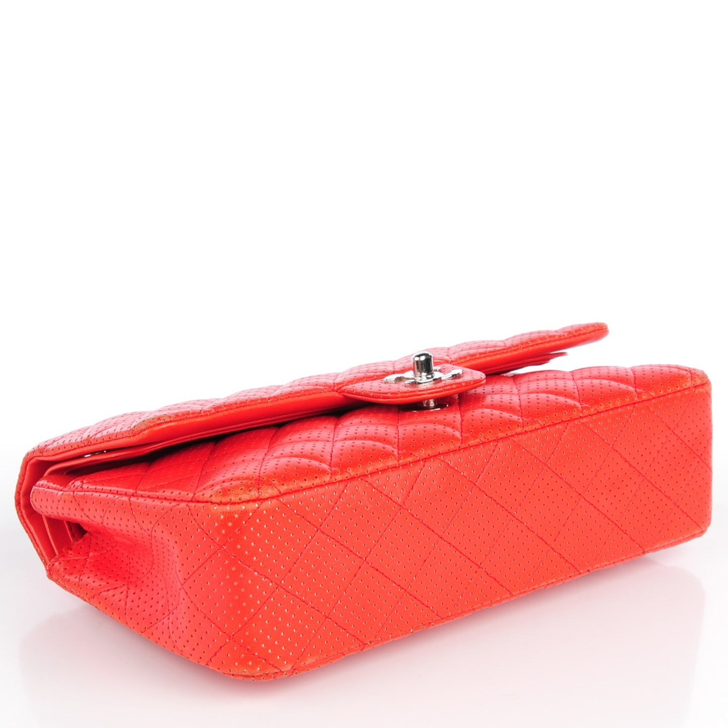 Lambskin Perforated Medium Double Flap Red