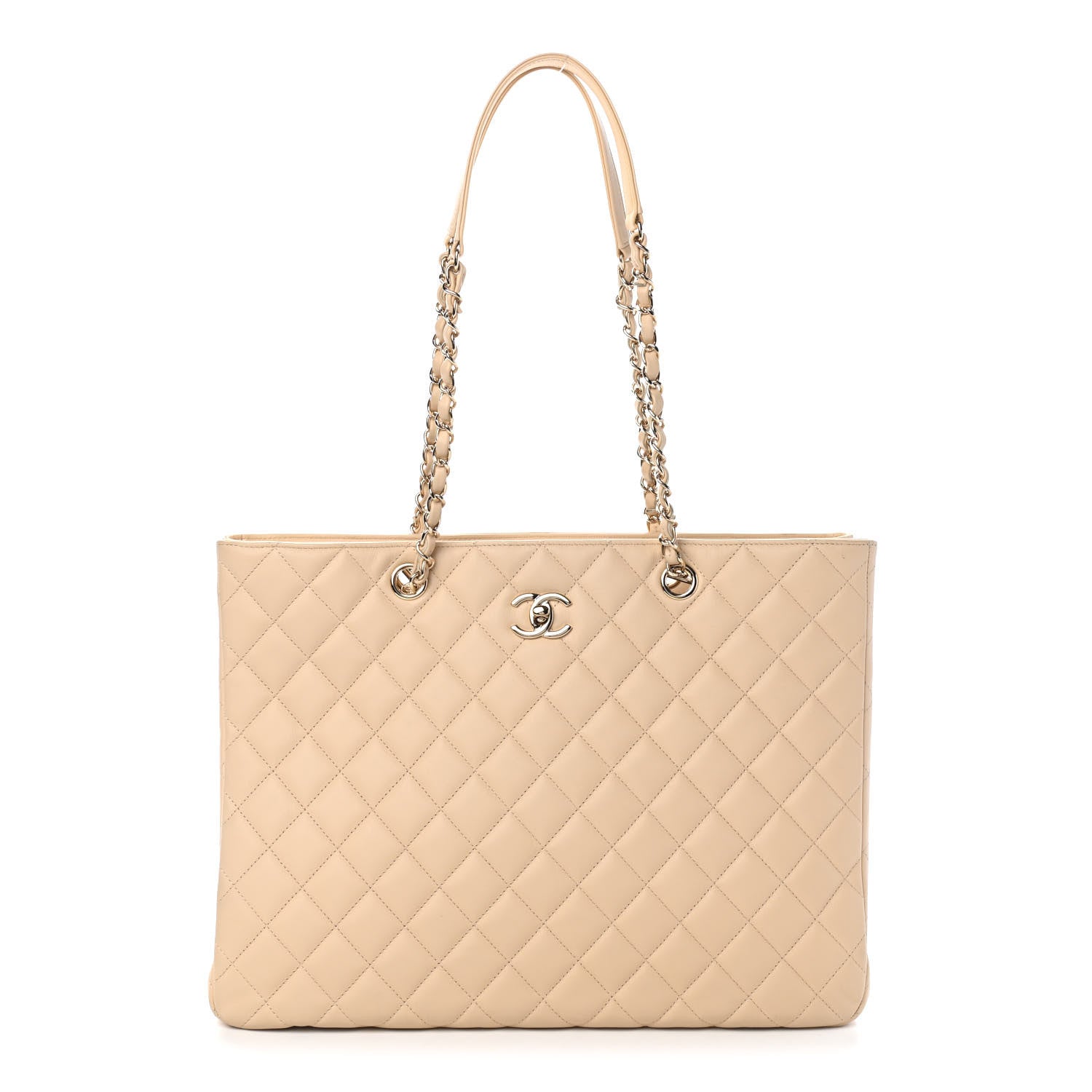 Chanel Calfskin Quilted Large CC Shopping Tote Beige 1 of 9