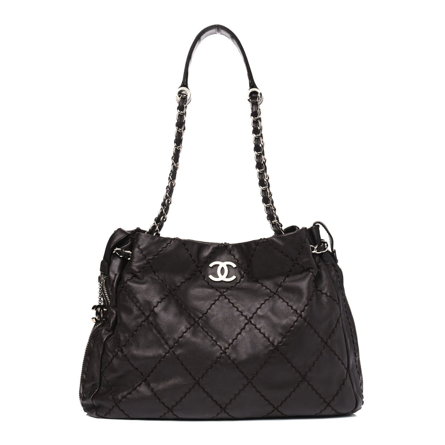 Calfskin Expandable Tote Dark Brown