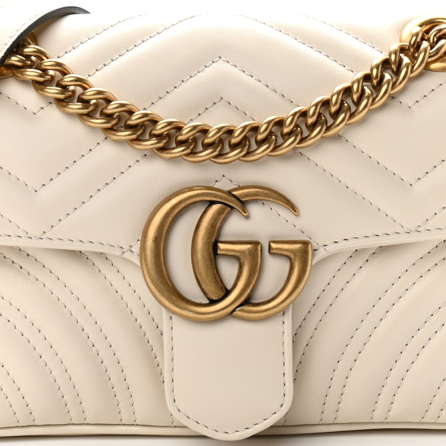 Calfskin Matelasse Mini GG Marmont Shoulder Bag White