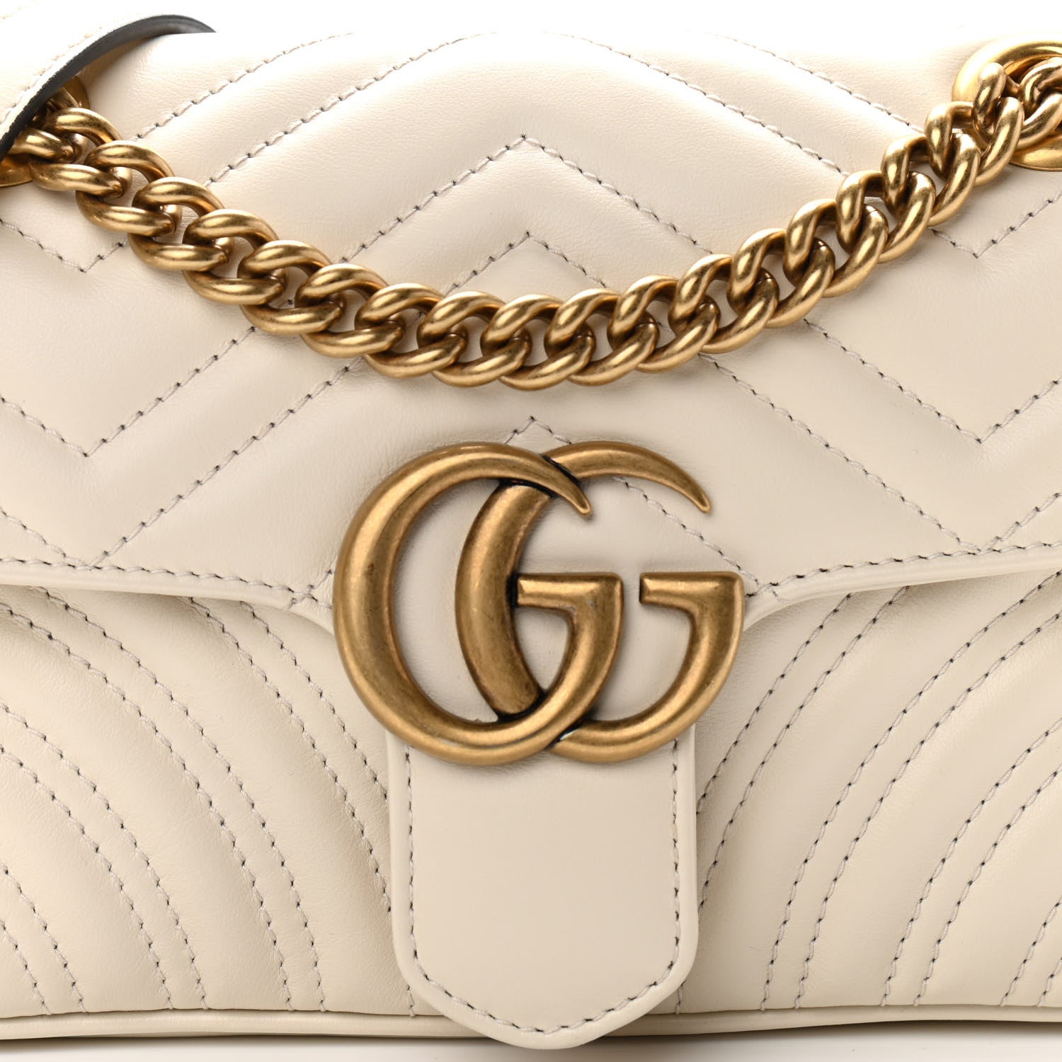 Gucci Calfskin Matelasse Mini GG Marmont Shoulder Bag White 8 of 11