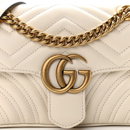 Gucci Calfskin Matelasse Mini GG Marmont Shoulder Bag White 8 of 11