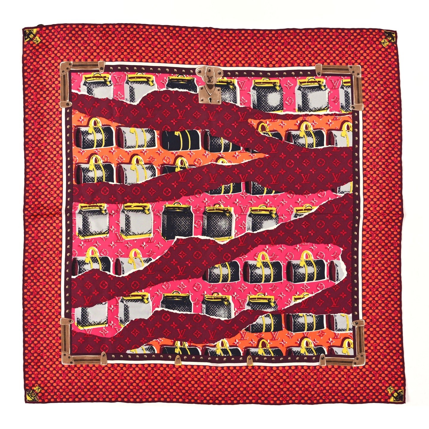Silk Voyages Keepall Square Scarf Fuchsia Multicolor
