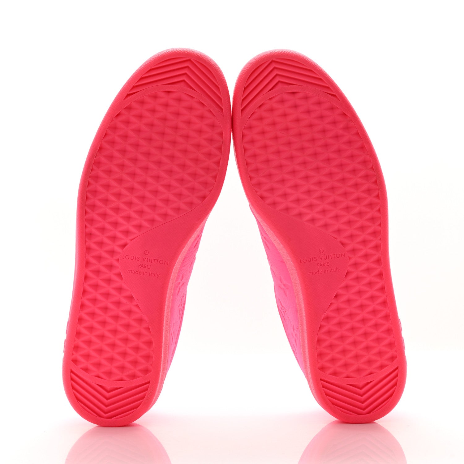 Louis Vuitton Grained Calfskin Embossed Monogram Mens Luxembourg Sneakers 8 Fluo Pink 5 of 11