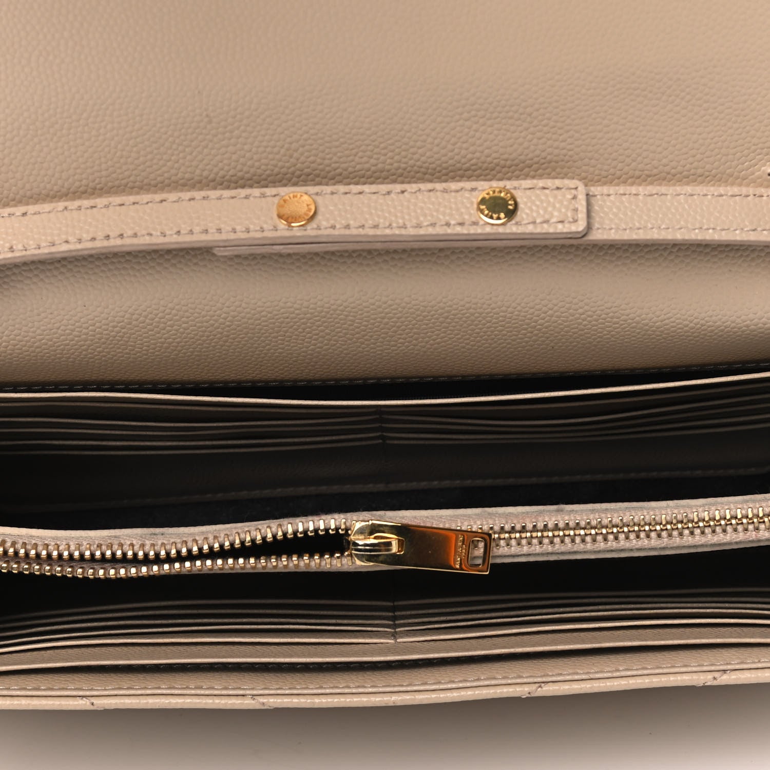 Saint Laurent Grain De Poudre Matelasse Chevron Monogram Chain Wallet Nude Powder 4 of 7