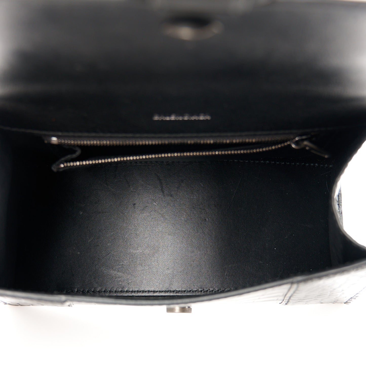 Shiny Calfskin Monochrome Crocodile Embossed Small Hourglass Top Handle Bag Black