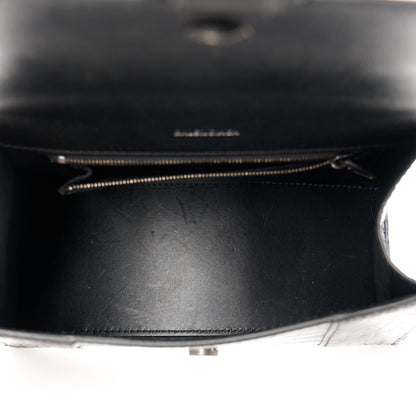 Balenciaga Shiny Calfskin Monochrome Crocodile Embossed Small Hourglass Top Handle Bag Black 5 of 10