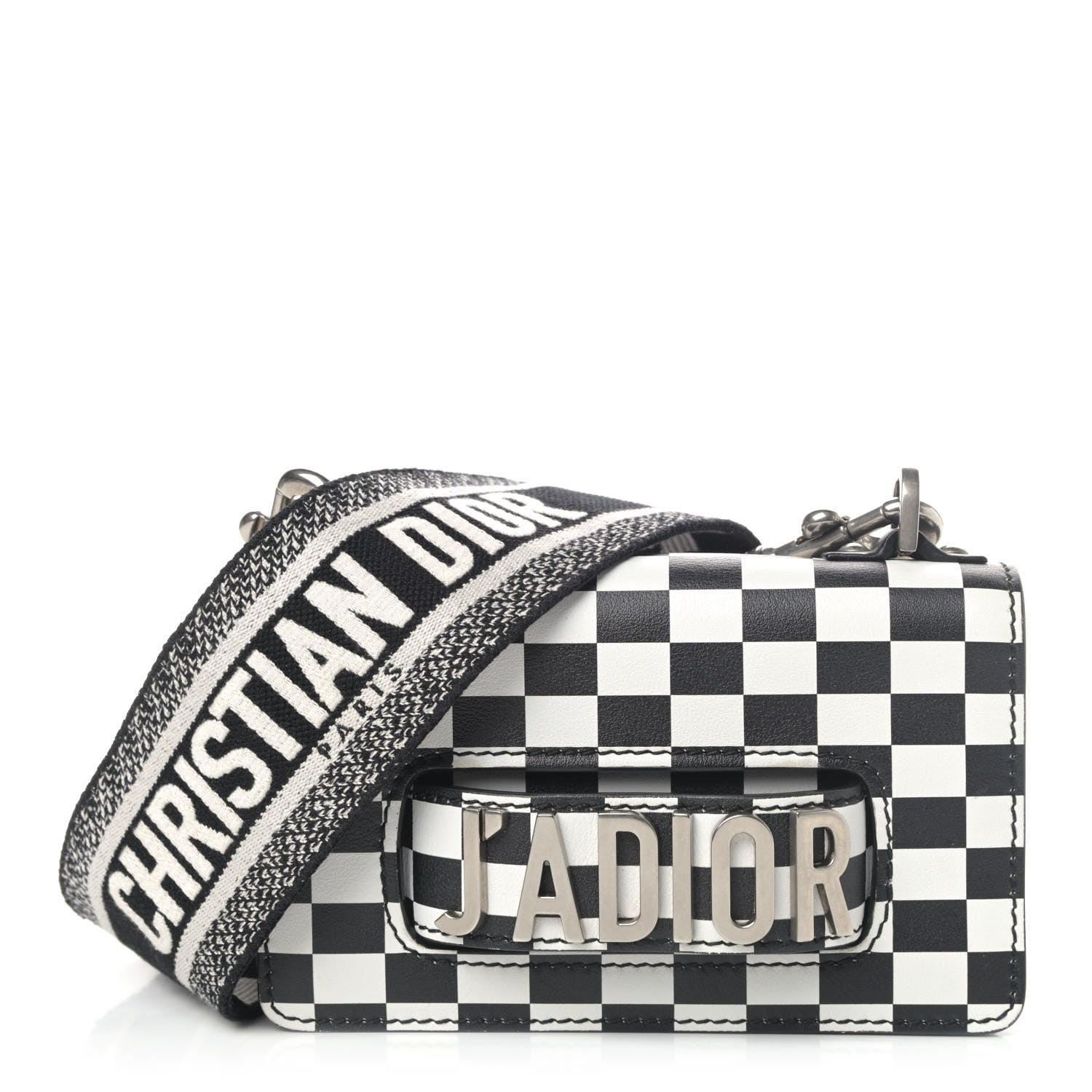 Christian Dior Calfskin Checkered Mini J'Adior Flap Bag Black White 1 of 5