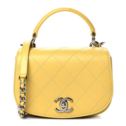 Chanel Calfskin Stitched Small Ring My Bag Flap Crossbody Yellow 1 of 10
