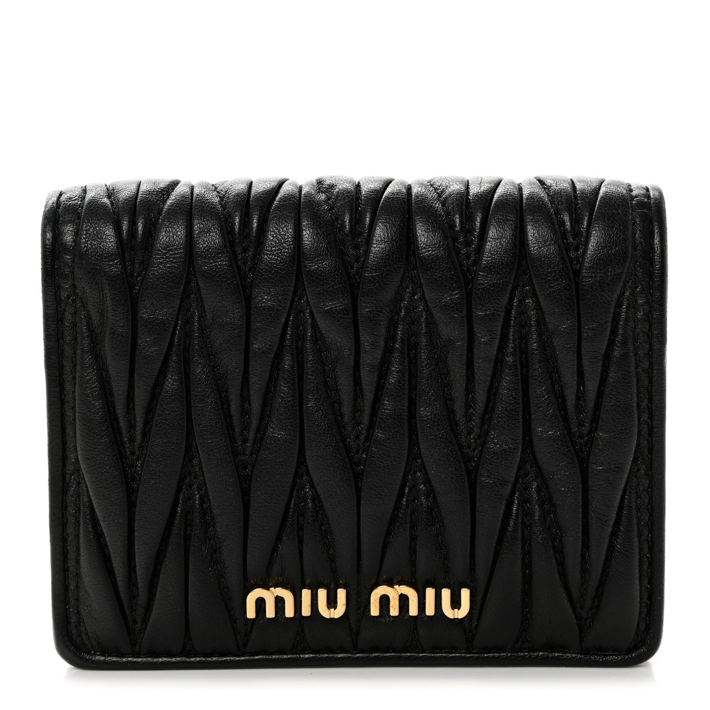Nappa Matelasse Bi-Fold Compact Wallet Black