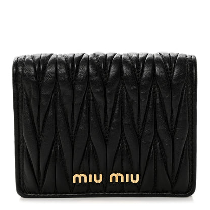 Miu Miu Nappa Matelasse Bi-Fold Compact Wallet Black 1 of 7