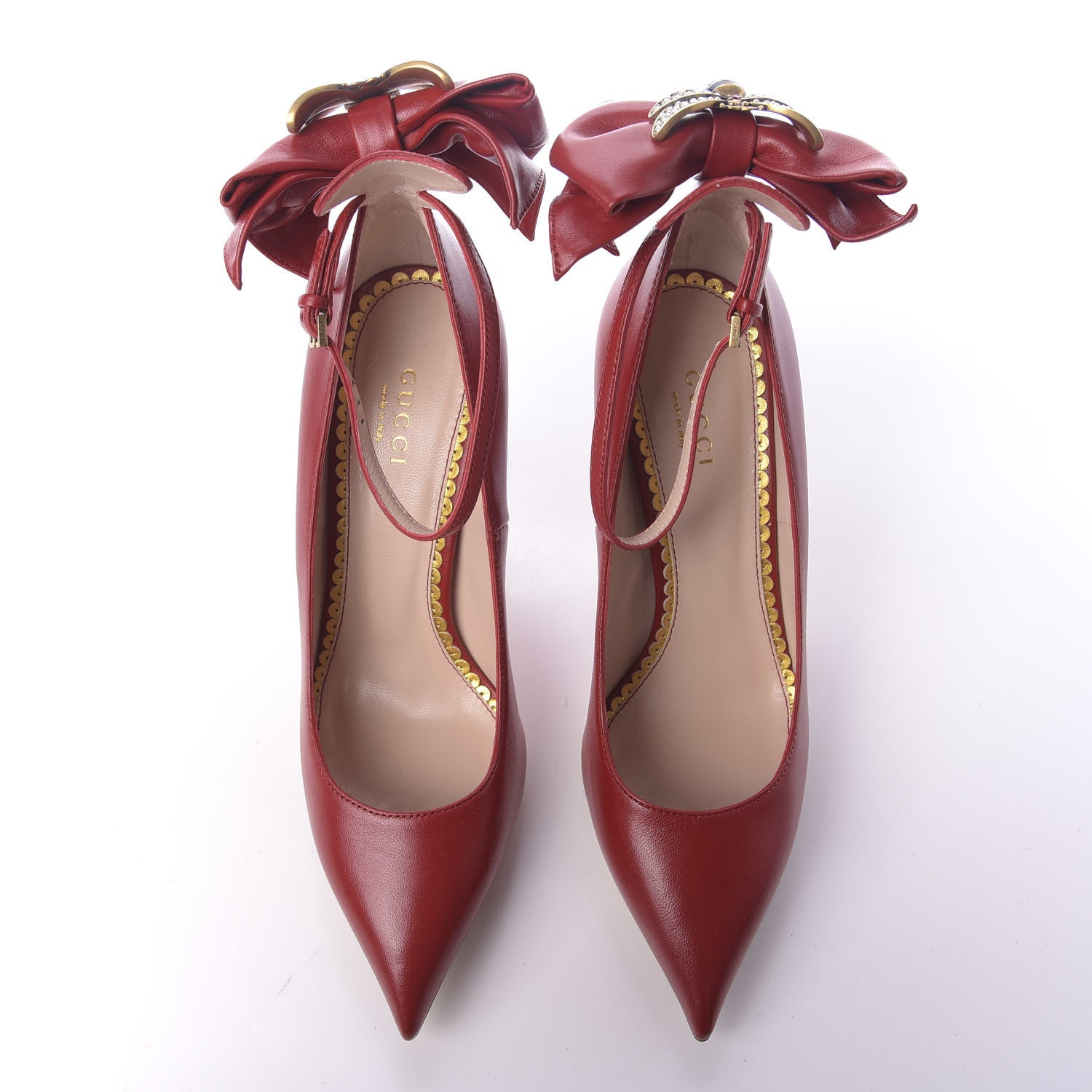 Gucci Nappa Queen Margaret Pumps 36 Hibiscus Red 6 of 10