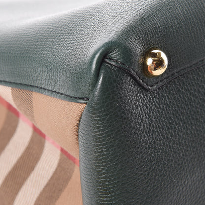 Burberry Grainy Calfskin House Check Large Banner Tote Dark Bottle Green 10 of 13