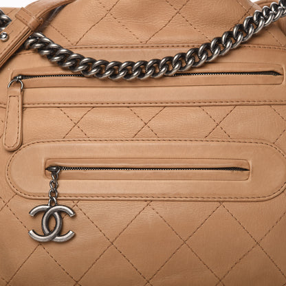 Chanel Calfskin Stitched Double Zip Hobo Beige 10 of 10