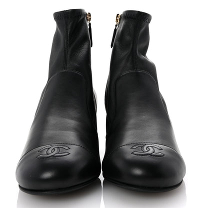 Chanel Stretch Lambskin Cap Toe CC Short Boots 37.5 Black 3 of 9