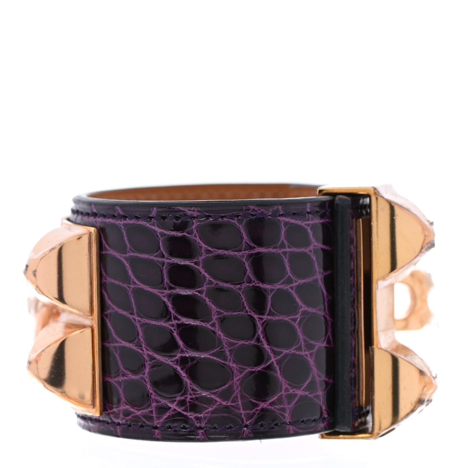 Hermes Shiny Alligator Collier De Chien CDC Bracelet S Amethyst 7 of 7