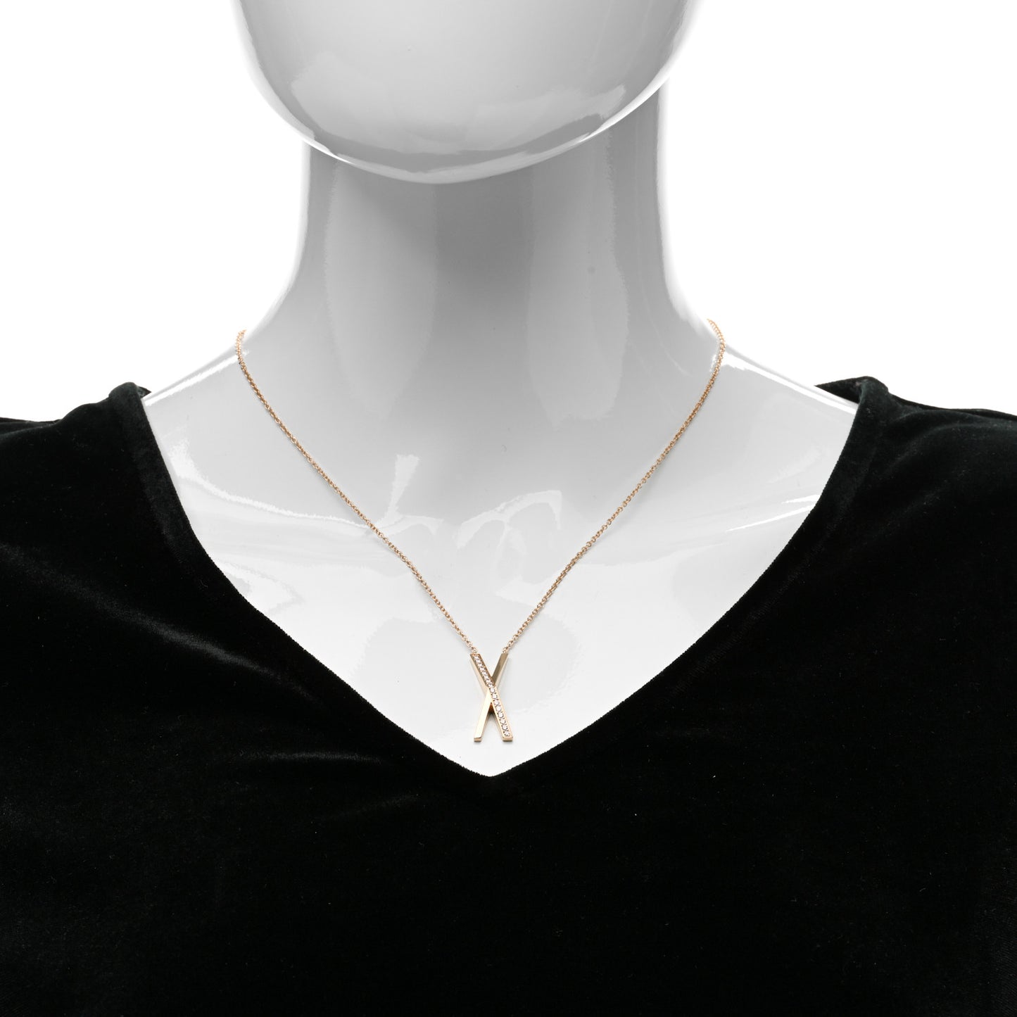 18K Rose Gold Diamond Large Atlas X Pendant Necklace