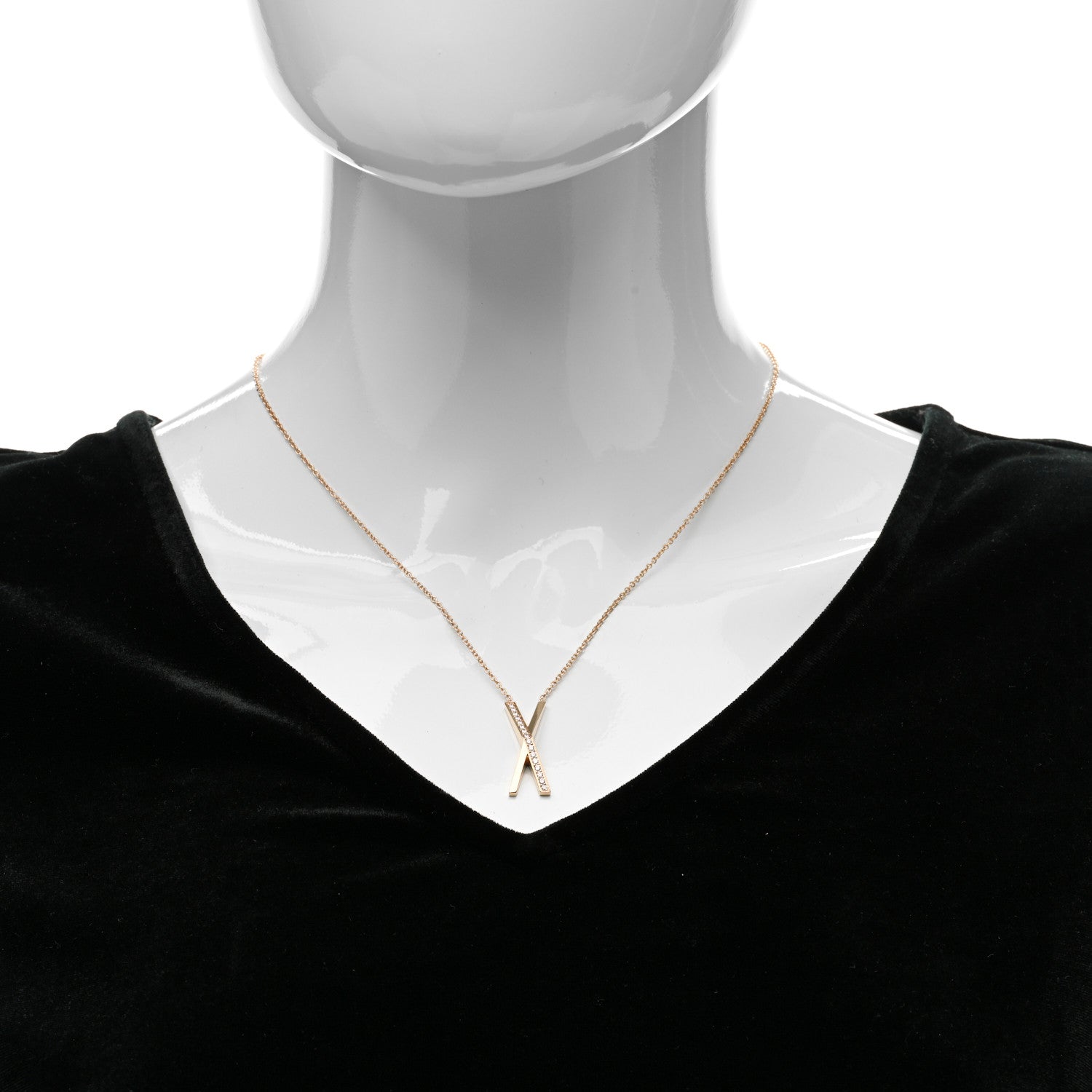 Tiffany 18K Rose Gold Diamond Large Atlas X Pendant Necklace 2 of 6