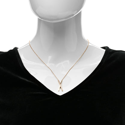 Tiffany 18K Rose Gold Diamond Large Atlas X Pendant Necklace 2 of 6