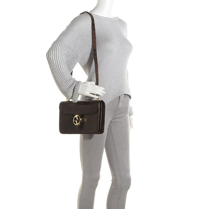 Gucci Washed Crocodile 1973 Medium Top Handle Bag Brown 3 of 10