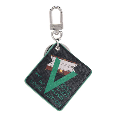 Louis Vuitton Damier Graphite Illustre V Bag Charm Key Holder Green 1 of 2