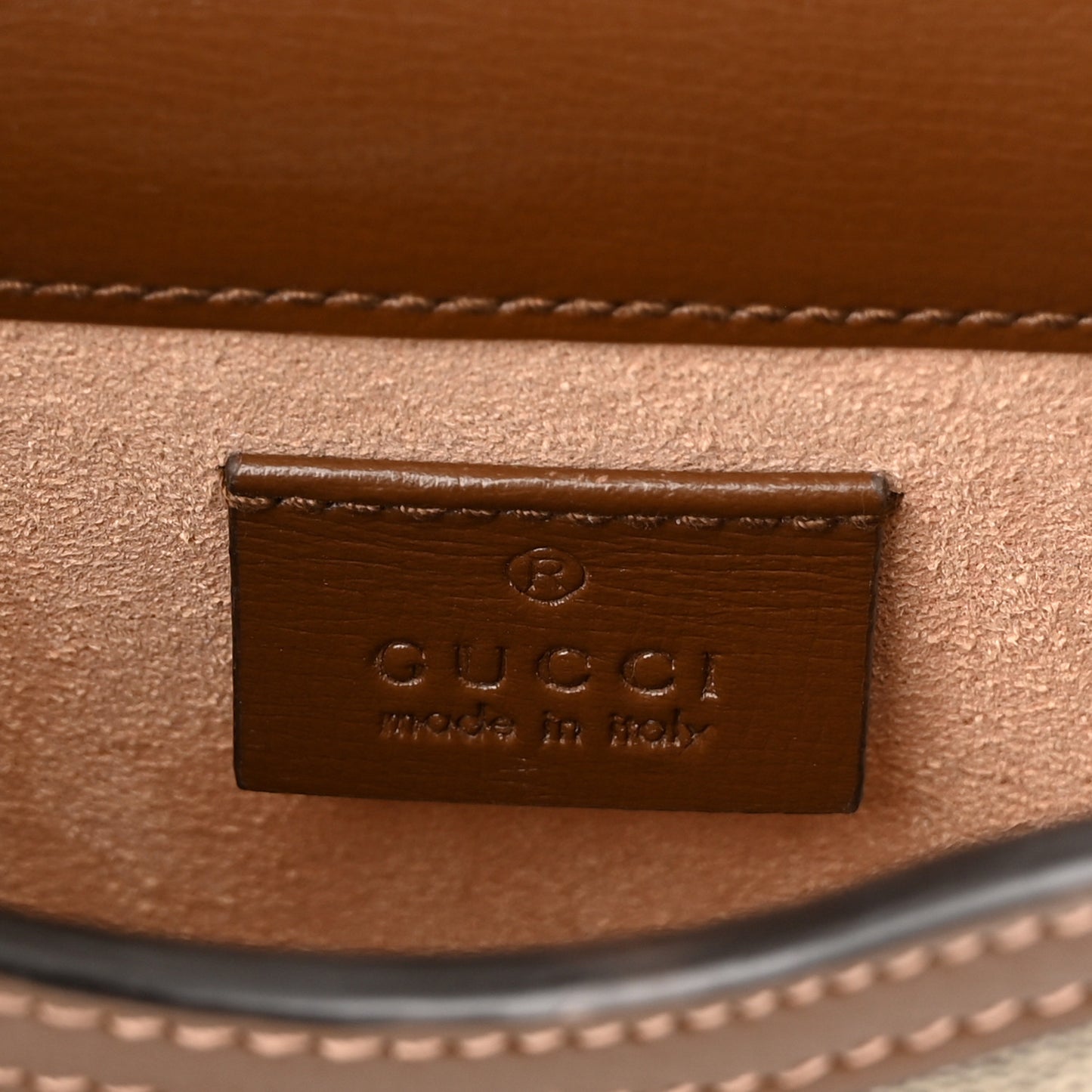 GG Supreme Monogram Mini Horsebit 1955 Crossbody Bag Beige Brown Sugar