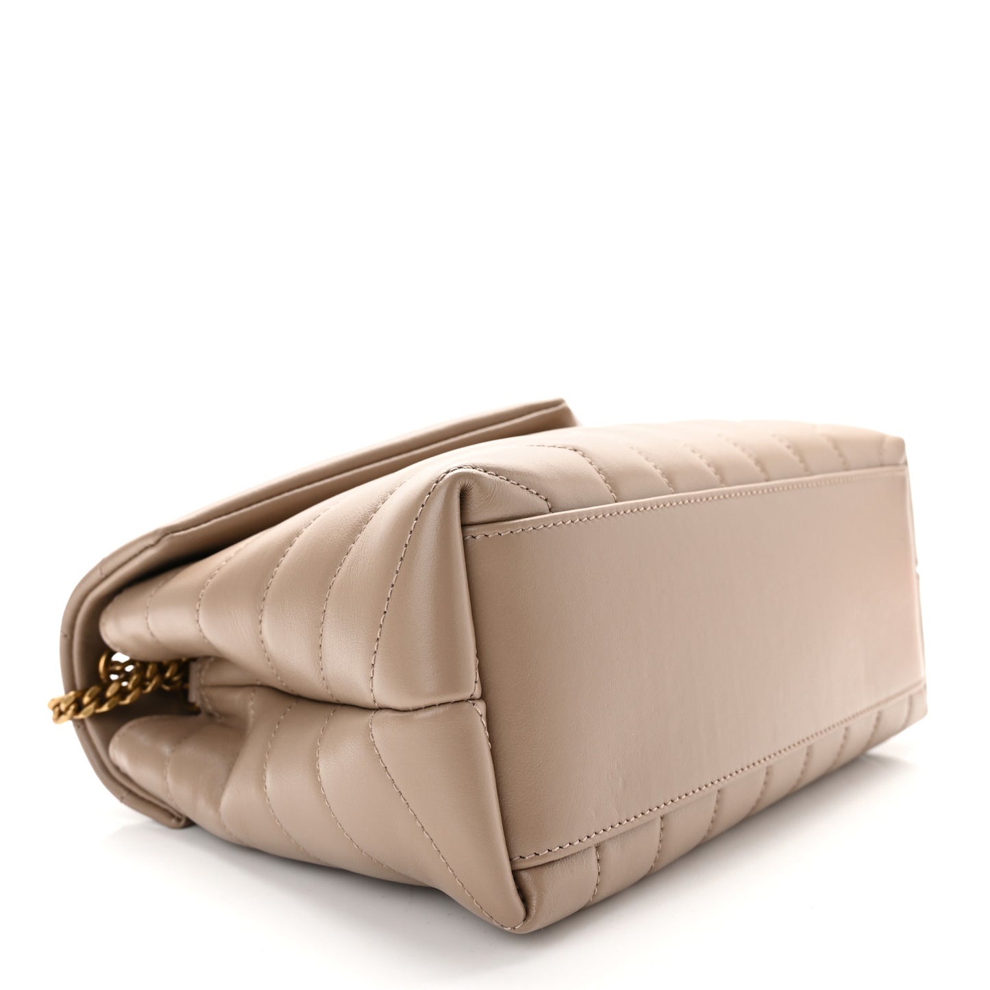 Calfskin Y Quilted Monogram Small Loulou Chain Satchel Dark Beige