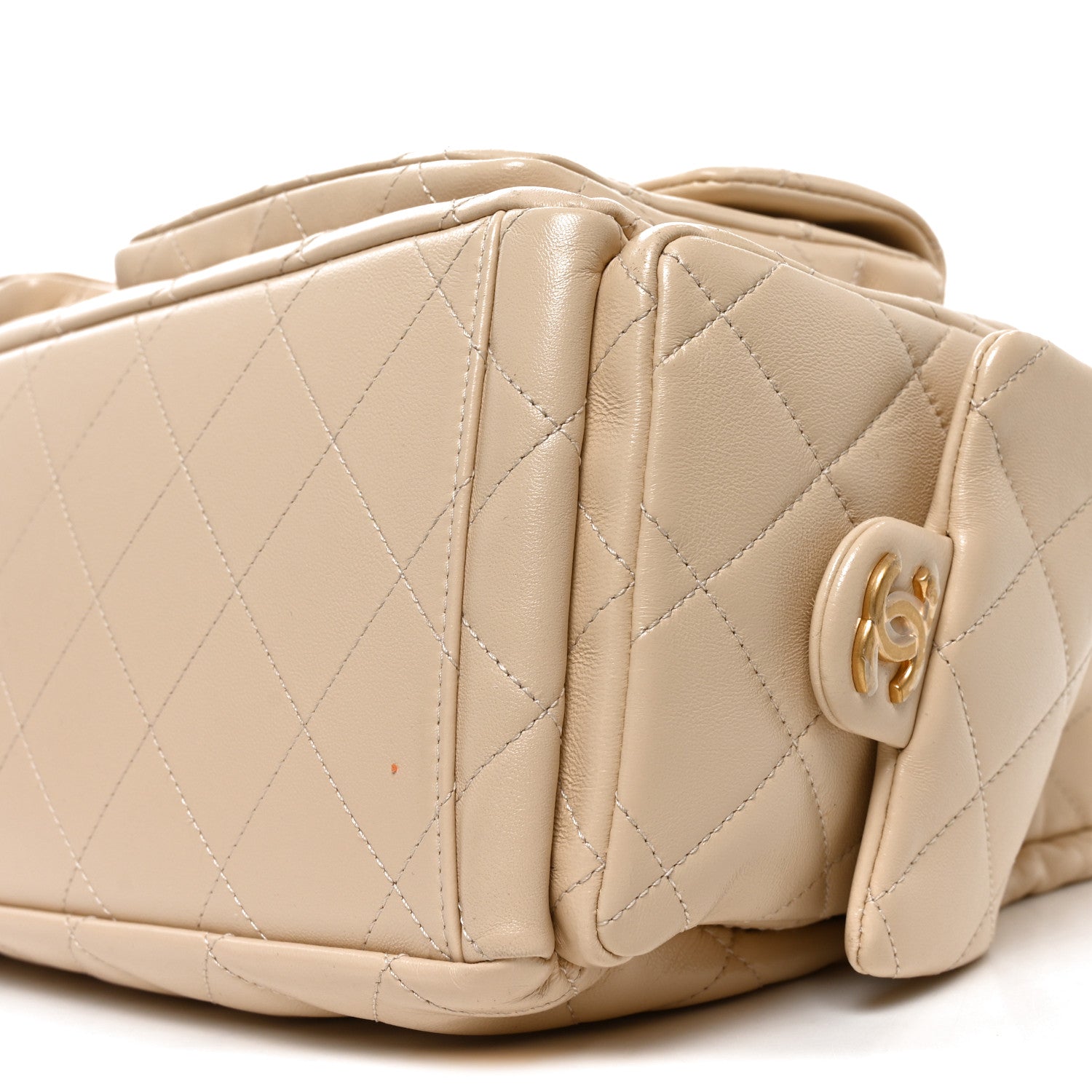 Chanel Shiny Lambskin Quilted Maxi Trendy Pockets Hobo Beige 10 of 11