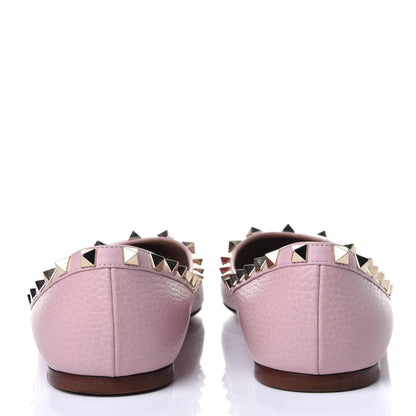 Valentino Garavani Pebbled Calfskin Rockstud Ballerina Flats 39.5 Water Rose 5 of 11