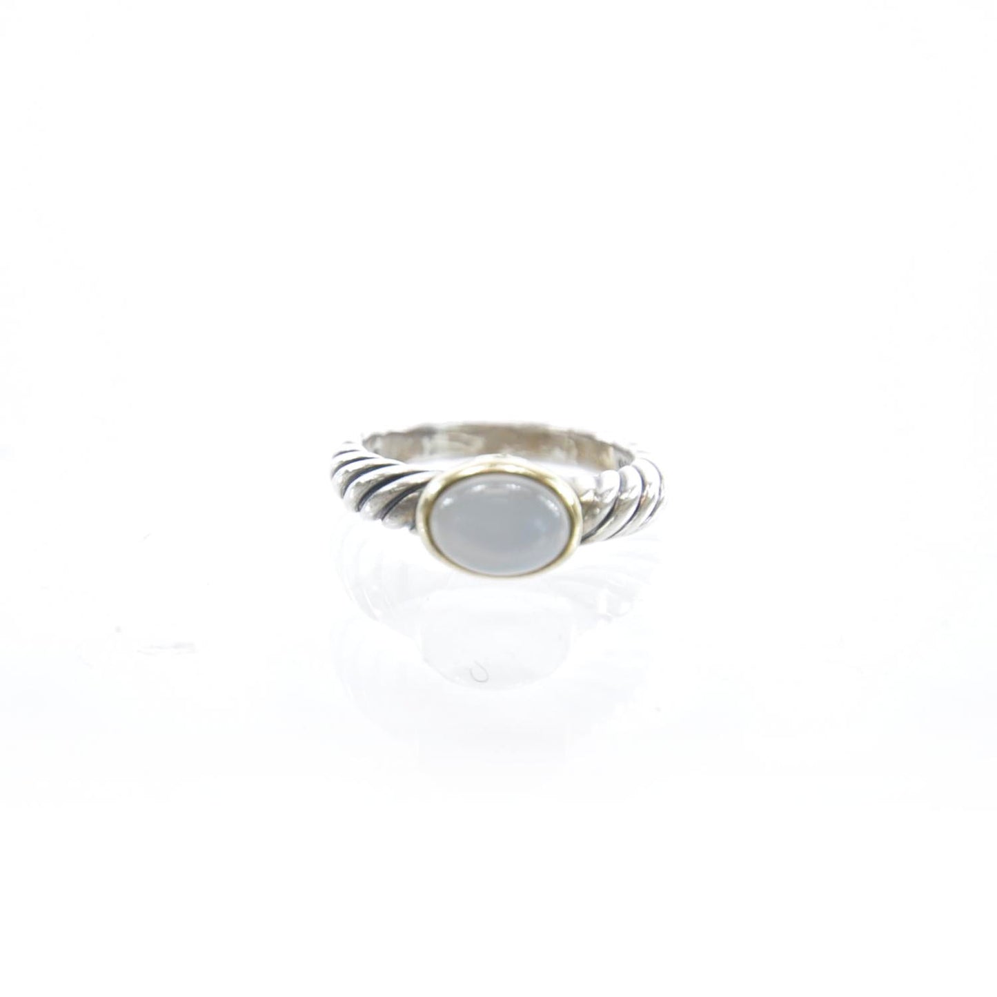 Sterling Silver and 18k Gold Moon Quartz Cable Ring 5.5