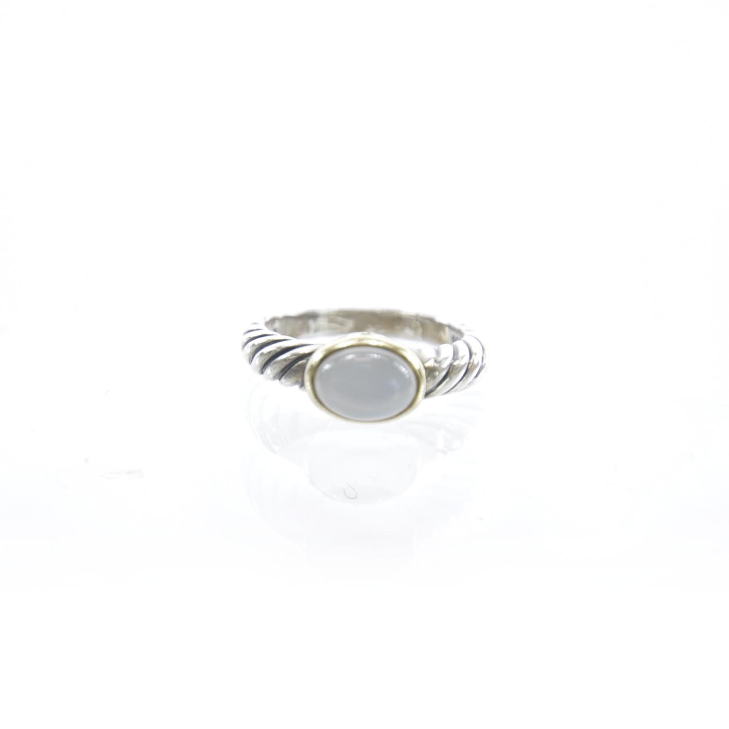 David Yurman Sterling Silver and 18k Gold Moon Quartz Cable Ring 5.5 5 of 5