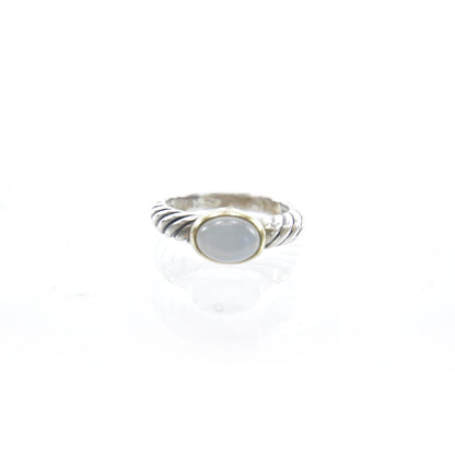 David Yurman Sterling Silver and 18k Gold Moon Quartz Cable Ring 5.5 5 of 5