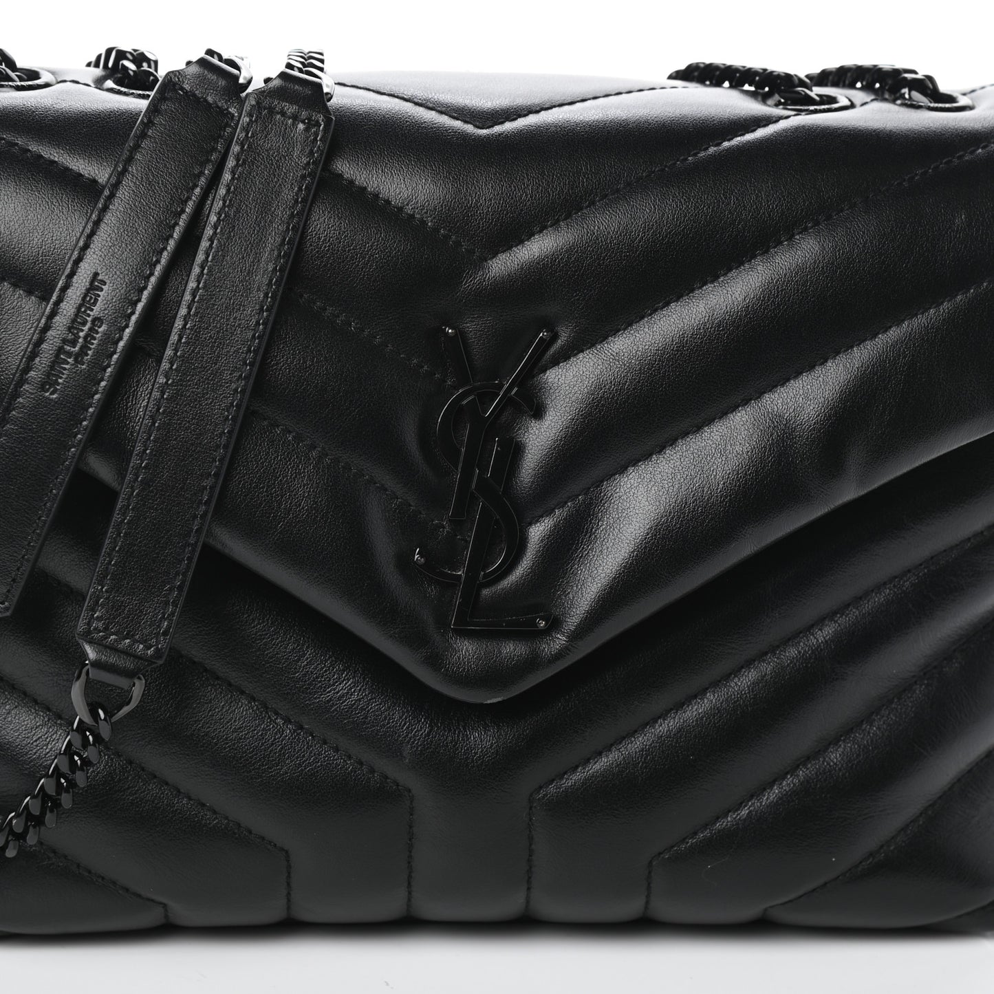 Calfskin Y Quilted Monogram Small Loulou Chain Satchel Black