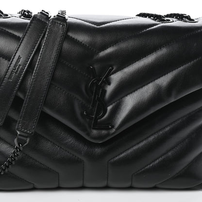 Saint Laurent Calfskin Y Quilted Monogram Small Loulou Chain Satchel Black 7 of 9